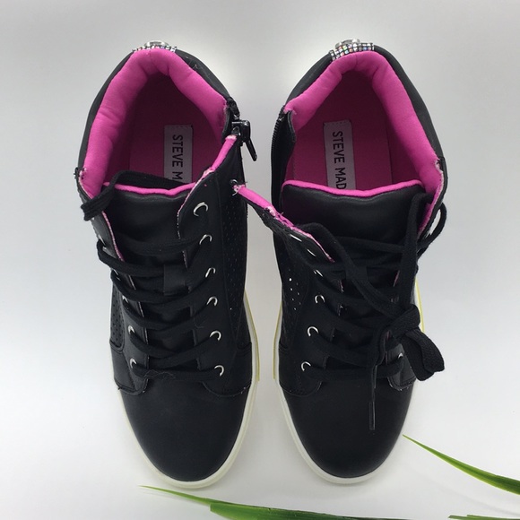 🛍NWT Steve Madden Girl's JGroove Black/Multi Sole - Picture 2 of 8